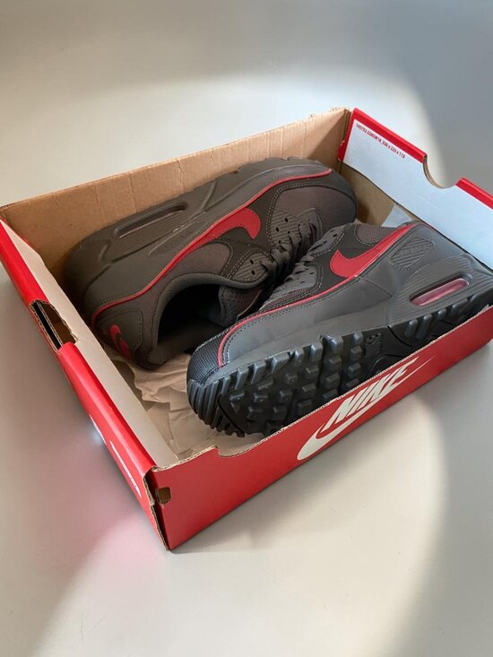 Nike Air Max 90 Premium Iron Grey/University Red Mens Shoes HV4517 001 NEW main image 6